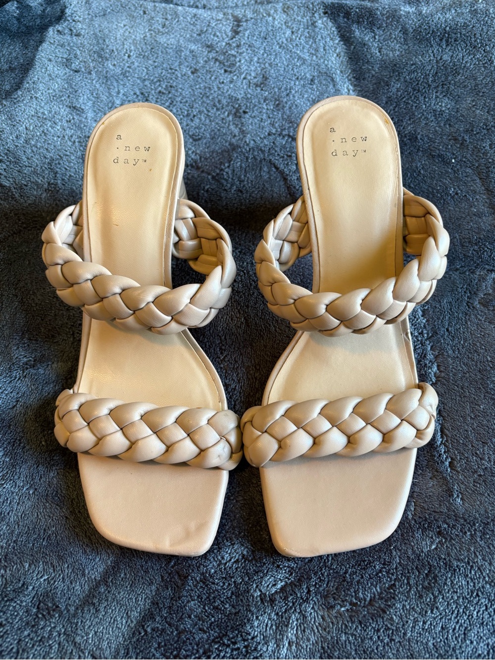a new day Braided Double-Strap Sandal Heels in Tan